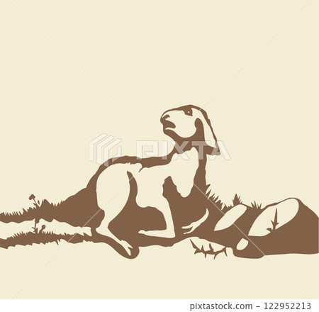 Vector drawing. The sheep got lost in the field 122952213