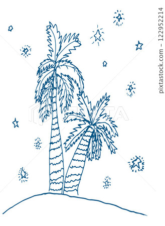 Two palm trees. Vector drawing Two palm trees. Vector drawing 122952214