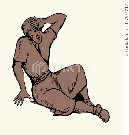 Vector drawing. Man fall on the ground Vector drawing. Man fall on the ground 122952217
