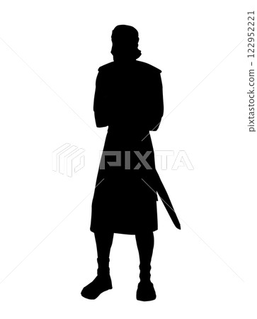 Vector drawing. Standing man with cross hands 122952221