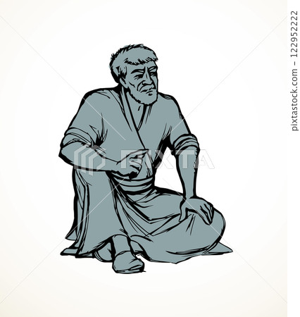 Vector drawing. Man sitting on the ground Vector drawing. Man sitting on the ground 122952222