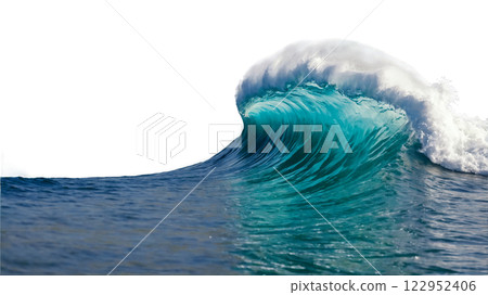 Powerful ocean wave crashing against the coast during daylight hours in a serene coastal environment 122952406