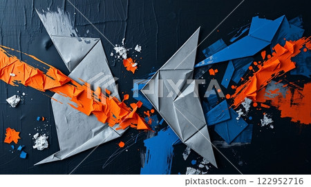 Abstract geometric composition with bold colors 122952716