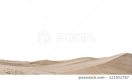 Vast sandy dunes under a cloudy sky in a serene desert landscape during the day 122952787