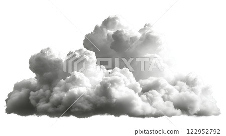 Fluffy white clouds illuminated by bright sunlight during the clear daytime sky 122952792