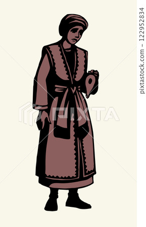 Vector drawing. Girl with a lamp 122952834