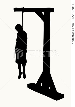 Vector drawing. Wooden gallows with loop Vector drawing. Wooden gallows with loop 122952841