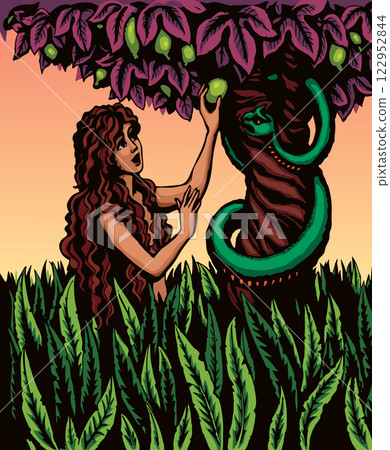 Vector drawing. Eve at the tree 122952844