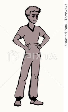 Vector drawing. Small angry boy 122952873