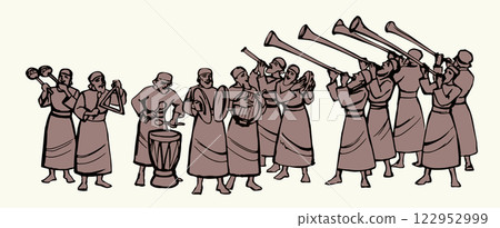 Vector drawing. People play music 122952999