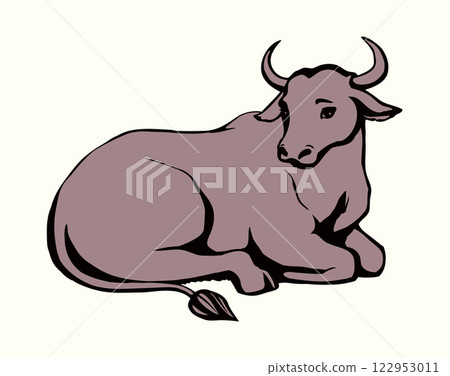 Vector drawing. Cute big cow 122953011