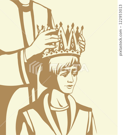 Vector drawing. Hands holds a crown 122953013