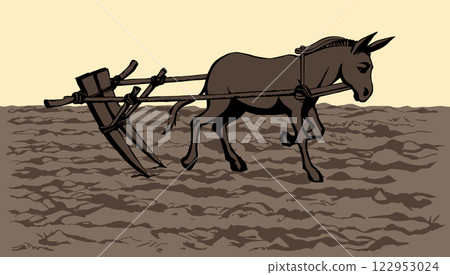 Vector drawing. Cute old mule 122953024