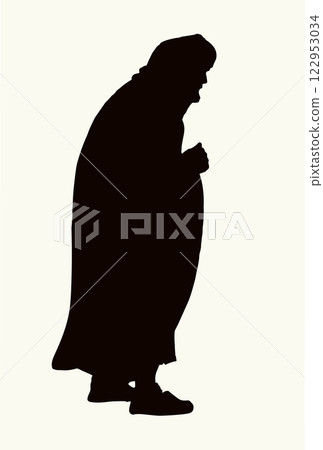 Vector drawing. Ancient man. Side view 122953034