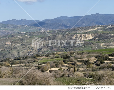 Scenic view of lush green landscape. Spring time, beautiful view of the mountainous area. Scenic view of lush green landscape. Spring time, beautiful view of the mountainous area. 122953060