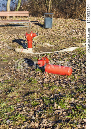 Close up shot of the fire fighting hydrant Close up shot of the fire fighting hydrant 122953294