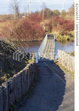 Shot of the small bridge over the river 122953379