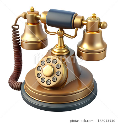 Antique vintage telephone 3d illustration isolated on the transparent background. Retro furniture element Antique vintage telephone 3d illustration isolated on the transparent background. Retro furniture element 122953530