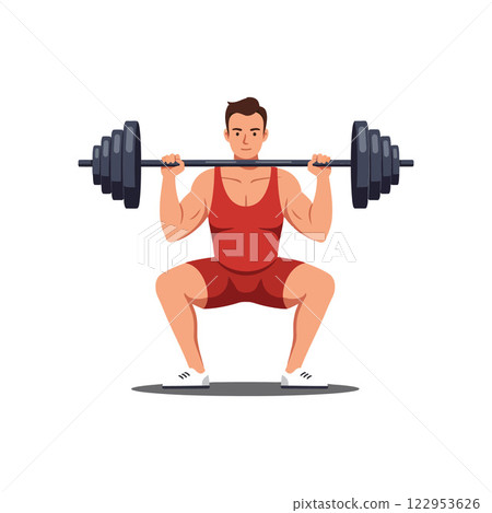 Strong man lifting heavy weights in minimal vector illustration Strong man lifting heavy weights in minimal vector illustration 122953626