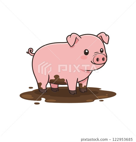 Cute cartoon pig character in flat design style vector art Cute cartoon pig character in flat design style vector art 122953685