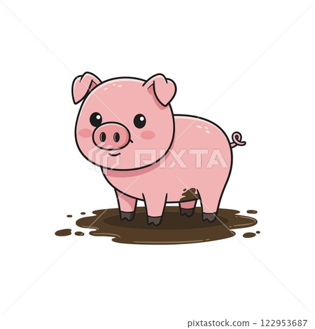 Cute pig character design in flat style vector art Cute pig character design in flat style vector art 122953687