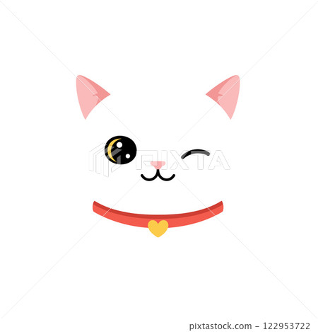 Cute cat face illustration with playful expression in flat vector art 122953722