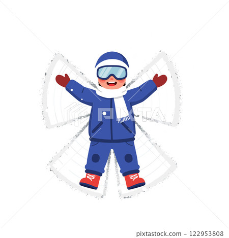 Snowman character making snow angel in flat vector art style Snowman character making snow angel in flat vector art style 122953808