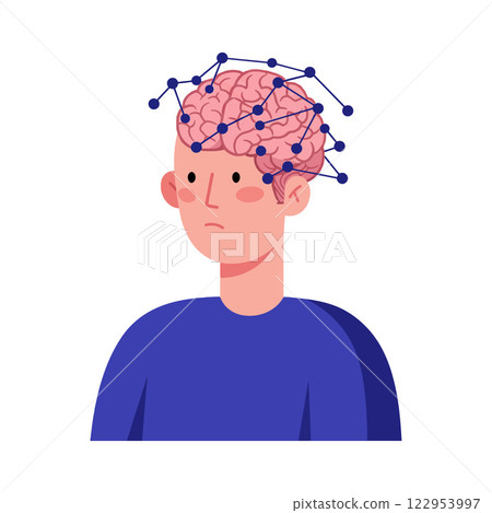 Human figure with brain and connections in flat design style vector art Human figure with brain and connections in flat design style vector art 122953997