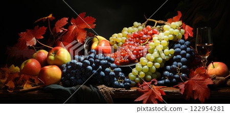cornucopia, thanksgiving harvest halloween autumn fall, ai 122954281