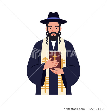 Religious man holding a book in a detailed, flat design style vector illustration Religious man holding a book in a detailed, flat design style vector illustration 122954438