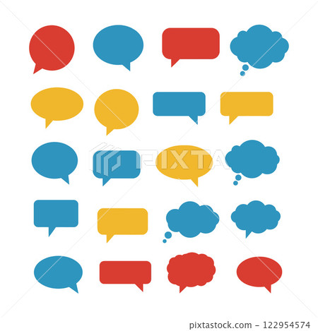 Colorful speech and thought bubbles in minimal flat design style for vibrant vector illustration 122954574