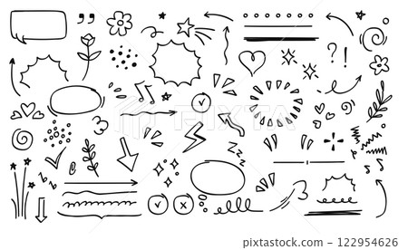 Vector doodle hand drawn abstract drawings illustration, black lines isolated on white background. 122954626