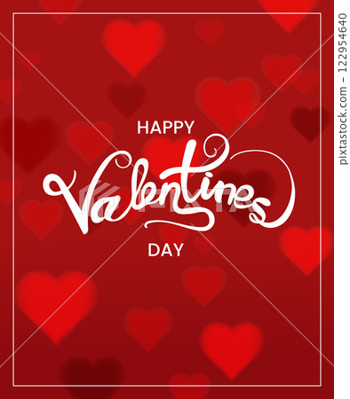 Happy Valentine's day hand lettering greeting card banner on red background. 122954640