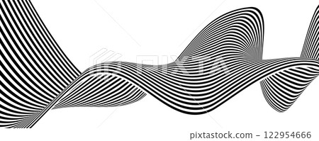 Dynamic black and white wavy lines create an abstract visual pattern. Vector illustration Dynamic black and white wavy lines create an abstract visual pattern. Vector illustration 122954666