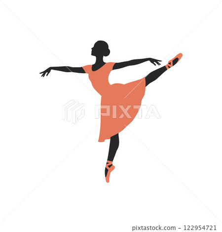 Elegant ballet dancer in a graceful pose with minimalistic design style in vector art 122954721