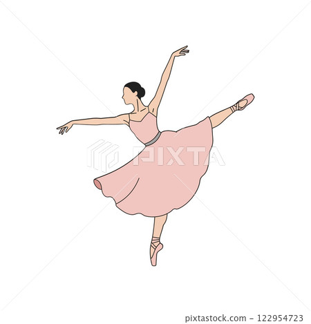 Ballerina performing an elegant pose in minimal style showcasing gracefulness and motion in vector illustration Ballerina performing an elegant pose in minimal style showcasing gracefulness and motion in vector illustration 122954723