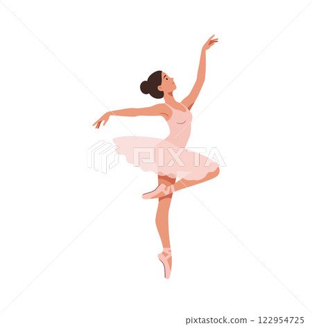 Ballerina performing graceful dance move in minimal style vector illustration with soft colors and elegant lines vector art 122954725