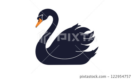 Elegant black swan in a minimalist design style showcasing graceful curves and flowing lines in vector art Elegant black swan in a minimalist design style showcasing graceful curves and flowing lines in vector art 122954757