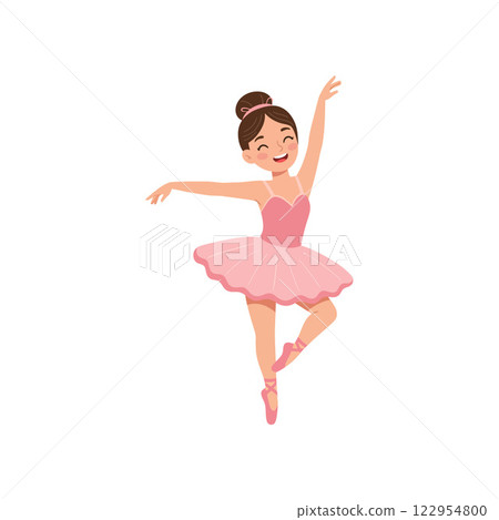 Young ballerina performing elegant dance move in minimal flat design style vector illustration Young ballerina performing elegant dance move in minimal flat design style vector illustration 122954800