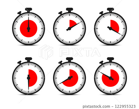 Set of timer, Stopwatch icons isolated. Vector illustration 122955323