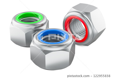 Nylon nuts, 3D rendering Nylon nuts, 3D rendering 122955838
