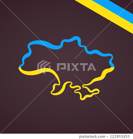 Ukraine - Outline map and corner flag Ukraine - Outline map and corner flag 122955855