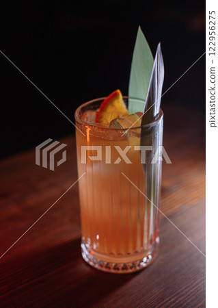 A beautiful bright cocktail. Restaurant, a glass 122956275