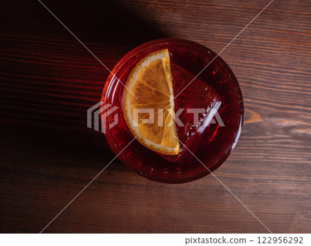 A beautiful bright cocktail. Restaurant, a glass 122956292