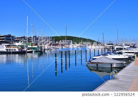 Aarhus yacht harbor with yacht in the water, Denmark Aarhus yacht harbor with yacht in the water, Denmark 122956524
