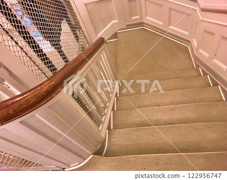 Inerior with stairs of the building in Copenhagen, Denmark Inerior with stairs of the building in Copenhagen, Denmark 122956747