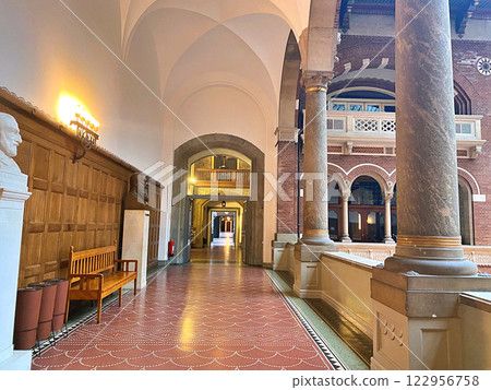 Great Hall of Copenhagen City Hall. The current building was inaugurated in 1905 Great Hall of Copenhagen City Hall. The current building was inaugurated in 1905 122956758