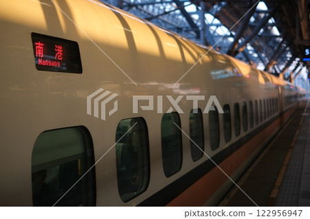 Taiwan High Speed Rail 700T model in the sunset 122956947