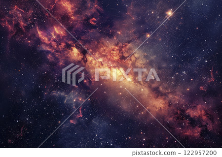 Beautiful red galaxy. Generative AI 122957200