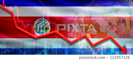 Costa Rica financial crisis on economic graph. Financial fall of Costa Rica economy on chart 122957226